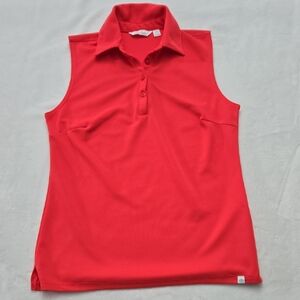 Lady‎ Hagen Coral Sleeveless Polo Style Golf Top